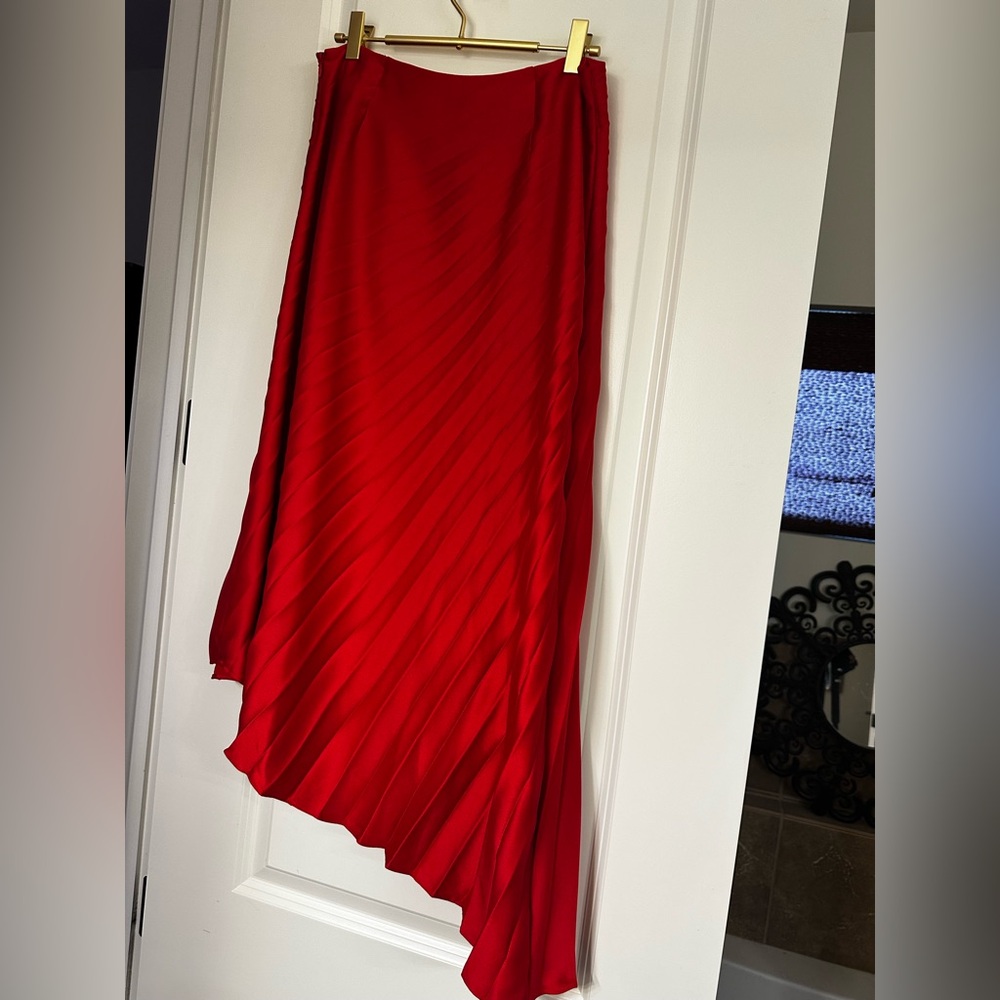 DKNY Vibrant Red A-Line Pleated Skirt - Picture 7 of 13